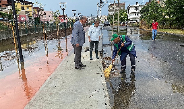 Canik’te Sağanak Yağışa Anında Müdahale 