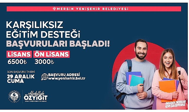 Yenişehir Belediyesinin karşılıksız eğitim desteği başvuruları başladı